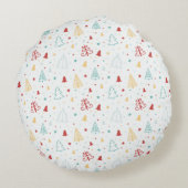 カラフルなクリスマスツリーと星のクッション ラウンドクッション (裏面)