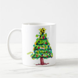 カラフルなクリスマスツリーのイラスト コーヒーマグカップ