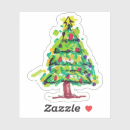 カラフルなクリスマスツリーのイラスト シール