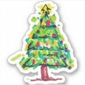 カラフルなクリスマスツリーのイラスト シール (正面)