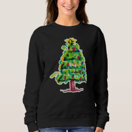 カラフルなクリスマスツリーのイラスト スウェットシャツ
