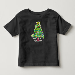 カラフルなクリスマスツリーのイラスト トドラーTシャツ
