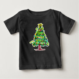 カラフルなクリスマスツリーのイラスト ベビーTシャツ
