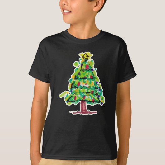 カラフルなクリスマスツリーのイラスト Tシャツ (正面)