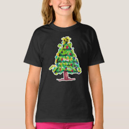 カラフルなクリスマスツリーのイラスト Tシャツ