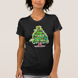 カラフルなクリスマスツリーのイラスト Tシャツ