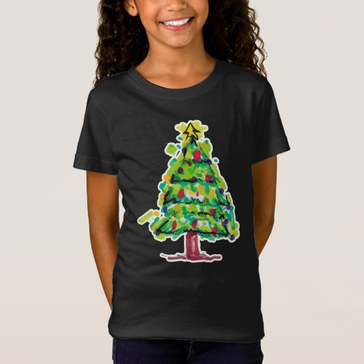 カラフルなクリスマスツリーのイラスト Tシャツ (正面)