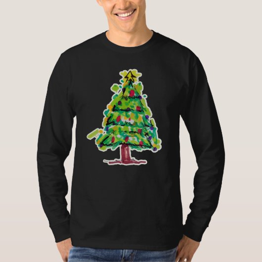 カラフルなクリスマスツリーのイラスト Tシャツ (正面)