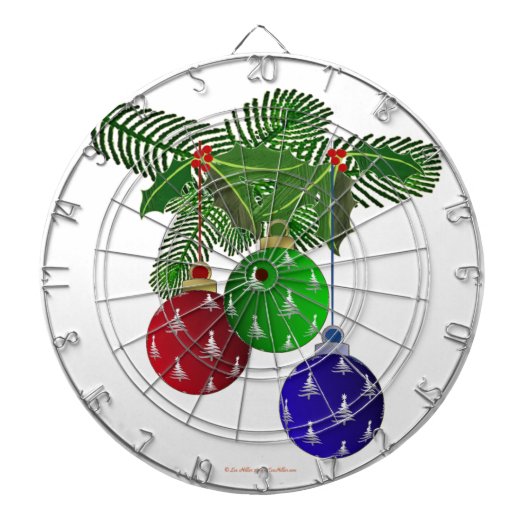 カラフルなクリスマスツリーのオーナメント ダーツボード (正面)