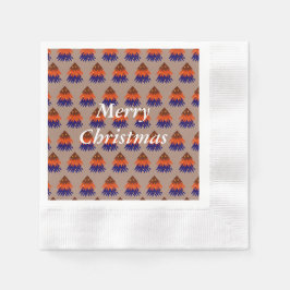 カラフルなクリスマスツリーのペーパーナプキン 縁ありカクテルナプキン