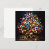カラフルなクリスマスツリーのホリデーグリーティングカード シーズンカード (正面/裏面)