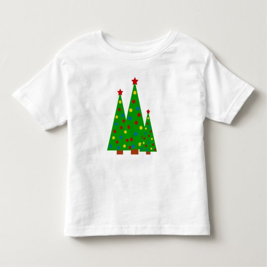 カラフルなクリスマスツリーのメリークリスマスの子供 トドラーTシャツ (正面)