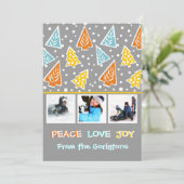 カラフルなクリスマスツリーのモダンな写真の平らなカード シーズンカード (スタンド正面)