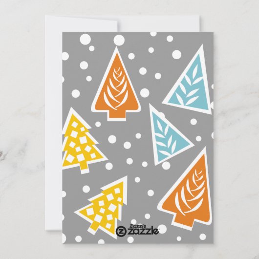 カラフルなクリスマスツリーのモダンな写真の平らなカード シーズンカード (裏面)