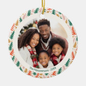 カラフルなクリスマスツリーの2枚の写真 セラミックオーナメント (正面)
