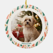 カラフルなクリスマスツリーの2枚の写真 セラミックオーナメント (裏面)