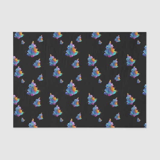 カラフルなクリスマスツリーホリデーカワイガーリーユニーク 薄葉紙 (正面)