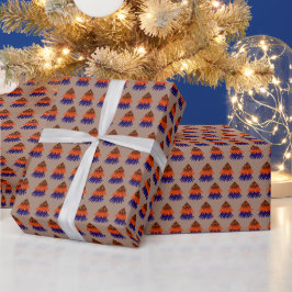 カラフルなクリスマスツリー - ギフト包装紙 ラッピングペーパー