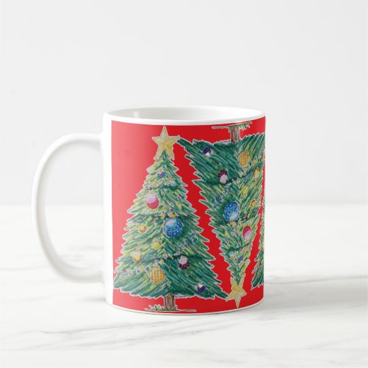 カラフルなクリスマスツリー コーヒーマグカップ (左)