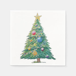 カラフルなクリスマスツリー スタンダードカクテルナプキン