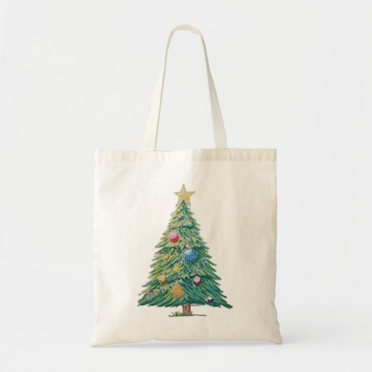 カラフルなクリスマスツリー トートバッグ (正面)