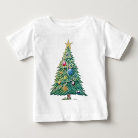 カラフルなクリスマスツリー ベビーTシャツ (正面)