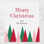 カラフルなクリスマスツリー モダン ワインラベル (シングルラベル)