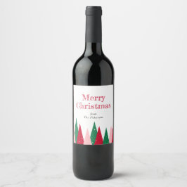 カラフルなクリスマスツリー モダン ワインラベル