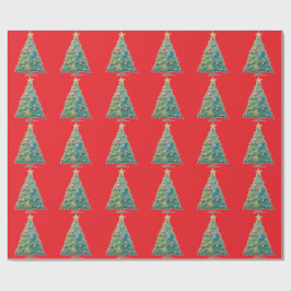 カラフルなクリスマスツリー ラッピングペーパー