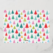 カラフルなクリスマスツリー 喜び ワンフォト 箔シーズンカード (裏面)