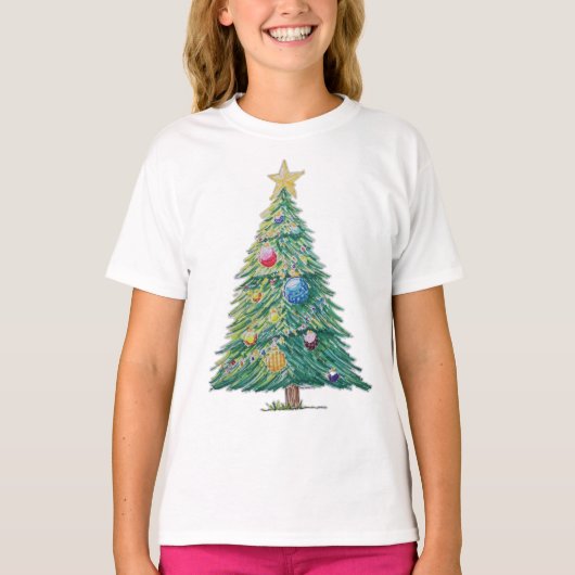 カラフルなクリスマスツリー Tシャツ (正面)