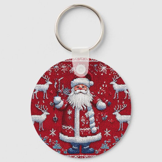 カラフルなクリスマスパターン キーホルダー (正面)