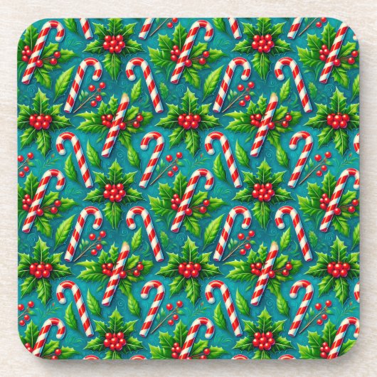 カラフルなクリスマスパターン コースター (正面)