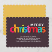 カラフルなクリスマスホリデーパーティーの招待状 招待状 (正面/裏面)