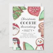 カラフルなクリスマスホリデー Cookie デコレーション パーティー 招待状 (正面)