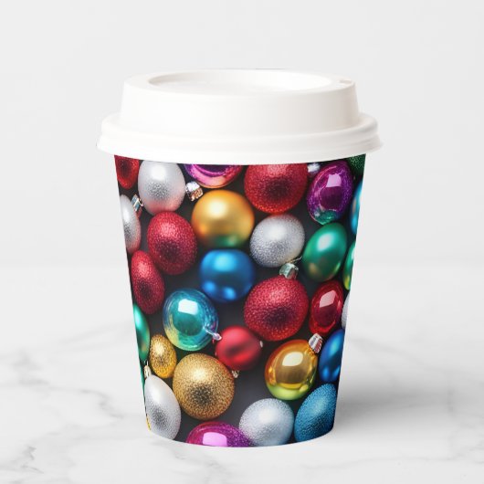 カラフルなクリスマスボールオーナメント 紙コップ (正面)