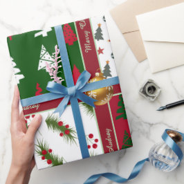 カラフルなクリスマス包装紙(テキスト入り) ラッピングペーパー