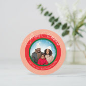 カラフルなクリスマス家族写真ホリデー シーズンカード (スタンド正面)