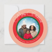 カラフルなクリスマス家族写真ホリデー シーズンカード (正面)