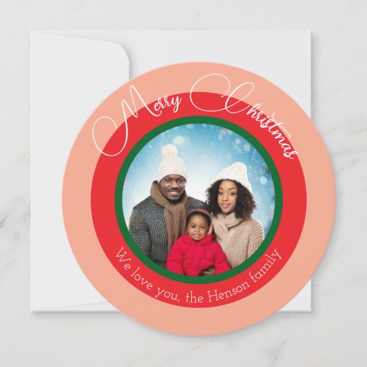 カラフルなクリスマス家族写真ホリデー シーズンカード (正面)