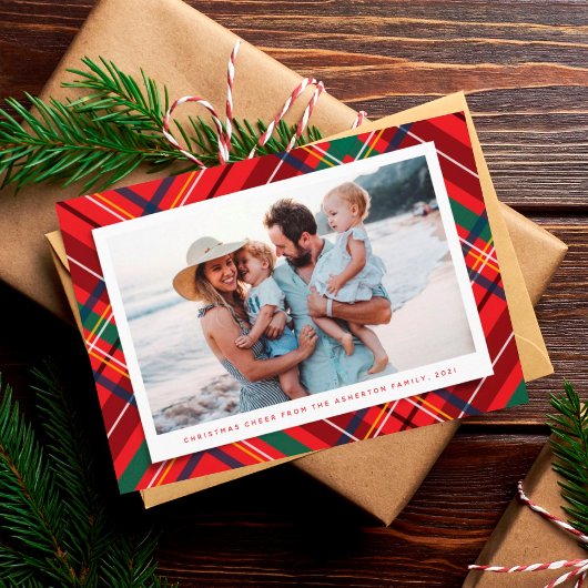 カラフルなクリスマス柄のチェックの1枚の写真 シーズンカード