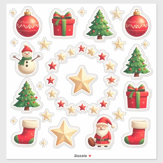 カラフルなクリスマス要素セット シール (シート)