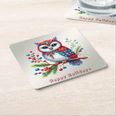 カラフルなクリスマス オリーブ ホリデー ペーパー コースター (アングル)