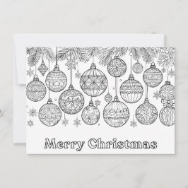 カラフルなクリスマス オーナメントのぬりえ シーズンカード