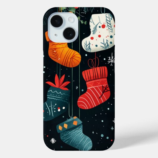 カラフルなクリスマス・ストッキングのホリデー装飾 Case-Mate iPhoneケース (裏面)