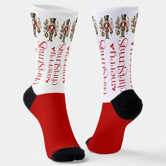 カラフルなクリスマス ナッツクラッカー メリークリスマス ソックス (傾斜あり)