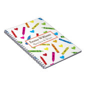 カラフルなクレヨンとハート柄のカスタムスケッチ ノートブック (右側)
