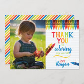 カラフルなクレヨンの子供の誕生日 サンキューカード (正面/裏面)