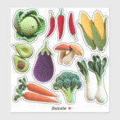 カラフルなクロシェ野菜きのこフードクラフト シール (シート)