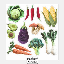 カラフルなクロシェ野菜きのこフードクラフト シール